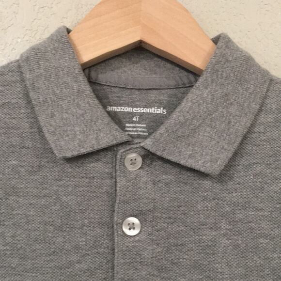 NEW Amazon Essentials Boys Sz 4T Gray Polo Shirt 100% Cotton Preppy - Picture 2 of 11